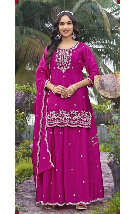 Ladies Flavour 3385 To 3387 Chinon Kurti With Bottom Dupatta Suppliers In India